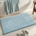 Light blue chenille bathroom mat with soft tufted texture and non-slip backing - 40*60cm / Simple Time-Foggy Blue