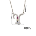 Silver letter Y pendant necklace with colorful crystals and 40+5cm chain size detail - Letter Y Style (N00445-12)