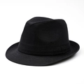 Chapeau Fedora classique en tissage noir avec bord incurvé et ruban décoratif élégant - M (56-58cm) / Noir