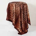 Classic brown and beige leopard print satin scarf with a glossy finish and elegant drape - Classic Yellow Leopard (No.34)
