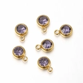 Purple crystal stone charm with gold stainless steel bezel for DIY jewelry making - Gold Base Dark Purple