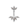 Piercing de nombril en argent avec cristaux de zircone marquise sur fond blanc - Style Éventail à 5 Pierres (24020201-6)
