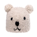 Cozy cream bear ear knit hat with cute cartoon embroidery for winter warmth - Adjustable 56-60cm / Beige