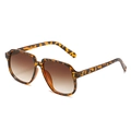 Square tortoise shell sunglasses with oversized brown gradient lenses for women - Leopard Frame Gradient Brown Lens