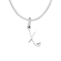 Elegant silver stainless steel flat snake chain necklace with letter x heart pendant - Letter X (Steel Color)