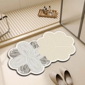 Tappetino bagno fiore irregolare con vortici grigi e linee dorate geometriche - 40*60cm Pelle Assorbente / A-Vortice Grigio Bianco e Geometrico