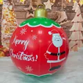 Inflatable red and green PVC Christmas ornament ball with Santa Claus and LED light feature - New Santa without Light
