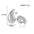 Orecchini a goccia martellati in acciaio inossidabile argento, misura 3,12 x 1,89cm - ER-1241 Orecchini Texture Martellata Argento