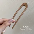 Minimalistische kaki U-vormige haarspeld voor knotstyling, maat 11,5x3cm, acetaatafwerking - Khaki