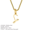 Detailed macro view of gold letter S pendant with hollow heart on box chain necklace - Letter S / 38+5cm / Gold