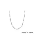 S925 sterling silver Figaro chain necklace in 50cm length for minimalist styling - 50cm Length