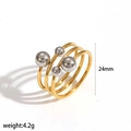 Irregular multilayer gold titanium steel ring with silver beads, 24mm height and 4.2g weight - Multi-layer Stacked Beads (TR4475-M)
