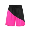 Men's beach shorts featuring a bold diagonal black and neon pink color block design - Black Pink