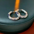 Créole Micro-pavé de Zircone Bleue (Boucle-Argent.)