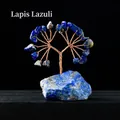 Handmade lapis lazuli crystal tree with copper wire on raw stone base for wealth - Lapis Lazuli Raw Stone Base Tree
