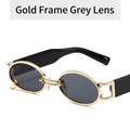 Retro-Steampunk-Sonnenbrille mit goldenem Metallrahmen, grauen Gläsern und Ring-Anhänger - Goldrahmen Graue Gläser