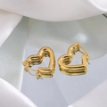 Polished 18K gold-plated heart-shaped hoop earrings for women with lever-back closure - Gold Large Heart Hoop