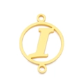 Golden DIY double-loop pendant with geometric letter I hollow design in stainless steel - Letter I(KLJ5124-Z)