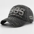 Cappello da baseball vintage in cotone grigio scuro con ricamo 1985 e visiera usurata - 54-60cm(Regolabile) / Nero