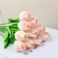Realistic peach pink mini tulip bouquet displayed on a magazine for home decor - Peach Pink