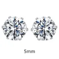Classic silver 5mm round brilliant cut stud earrings with six-claw zircon setting - 5mm-Pair