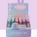 Detail of 0.7mm 10-color retractable ballpoint pens with cute bunny crystal caps - 7417 Crystal Rabbit 10-Color Pen