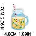 Detail showing embroidered fruit tea patch dimensions of 7cm height and 4.8cm width - Lemon Drink Cup Shape (X15SD-13-23)