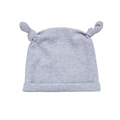 Gray ribbed knit cotton baby beanie with cute knot antlers and folded brim design - Gray