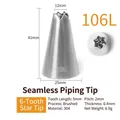 Seamless 106L 6-tooth stainless steel icing nozzle for professional cake decorating - 106L (Swirl 6-Teeth)