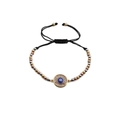 Adjustable evil eye woven bracelet with gold-plated beads on a clean white background - Mixed Color Bead Chain / Gold/Multicolor