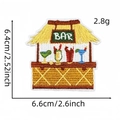 Macro detail of embroidered tropical beach bar patch with dimensions and 2.8g weight - Hawaiian Patch 9# (Beach Bar)