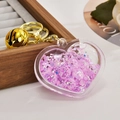 Herz-Schlüsselanhänger aus Acryl mit rosa Glitzerflüssigkeit und goldener Glocke - Hellgoldene Kette + Leuchtendes Herz + Glocke / Lila