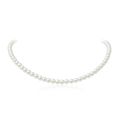 French style creamy white round pearl necklace with high luster and mirror reflection - 6mm / Silver Necklace