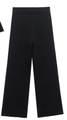Pantaloni neri in maglia a costine a gamba larga del set coordinato da donna - Taglia S / Pantaloni Neri