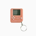 Pink mini retro handheld game console keychain with functional buttons and metal ring - Macaron Orange