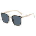 Gafas de sol oversize en dos tonos crema y negro con lentes de resina gris oscuro - Montura Blanco Crema Lentes Grises