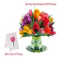 3D pop-up tulip flower bouquet greeting card with a small message card set - Tulip