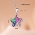 Silberne Stern-Halskette mit bunten Kristallen und verstellbarer Kette von 40+5 cm - Silber/Regenbogen Zirkonia
