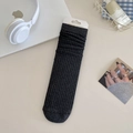 Chaussettes plissées gris foncé en maille côtelée pour femmes en coton peigné premium - Taille unique / Noir