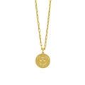 Gold stainless steel Taurus zodiac necklace with hollow bull head and crystal pendant - Taurus