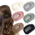 Flat leopard print hair claw clip set available in six trendy matte colors for women - 6pcs Oval Pink Green Khaki Series