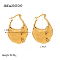 18K goudgeel titanium stalen oorbellen met lava plooien en gehamerd patroon effect - Gehamerde Waaiervormige Grote Ring Stijl (JDEW2305009) / Goud