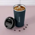 Navy blue matte vacuum coffee cup with digital temperature display lid and stainless steel - 510ml / Smart Display - Blue