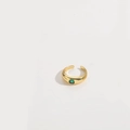 Adjustable golden ring with a round emerald green zircon stone in a minimalist style - Round Green Zirconia