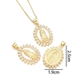 18k gold plated Virgin Mary necklace with white zircon inlays and detailed dimensions - Our Lady of Guadalupe Relief Style (Style H)