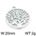 Silver hollow Tree of Life stainless steel pendant 20mm round cutout design - Silver Hollow Tree of Life Pendant (KLJ4267-Z) / 20mm