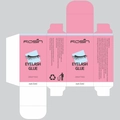 Design de l'emballage de la colle à cils ROSIN 5ml en couleurs rose et blanc - Édition Anglaise Transfrontalière ROSIN