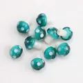 Green and white glass mushroom beads for DIY handmade jewelry and craft accessories - Peacock Green
