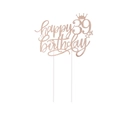 Detailaufnahme vom glitzernden Kuchendeko zum 39. Geburtstag in Roségold mit Krone - 39. Geburtstag (39) / Roségold