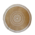 Round jute placemat with white geometric mandala pattern in a natural brown finish - No Tassel White Picture 1 36cm